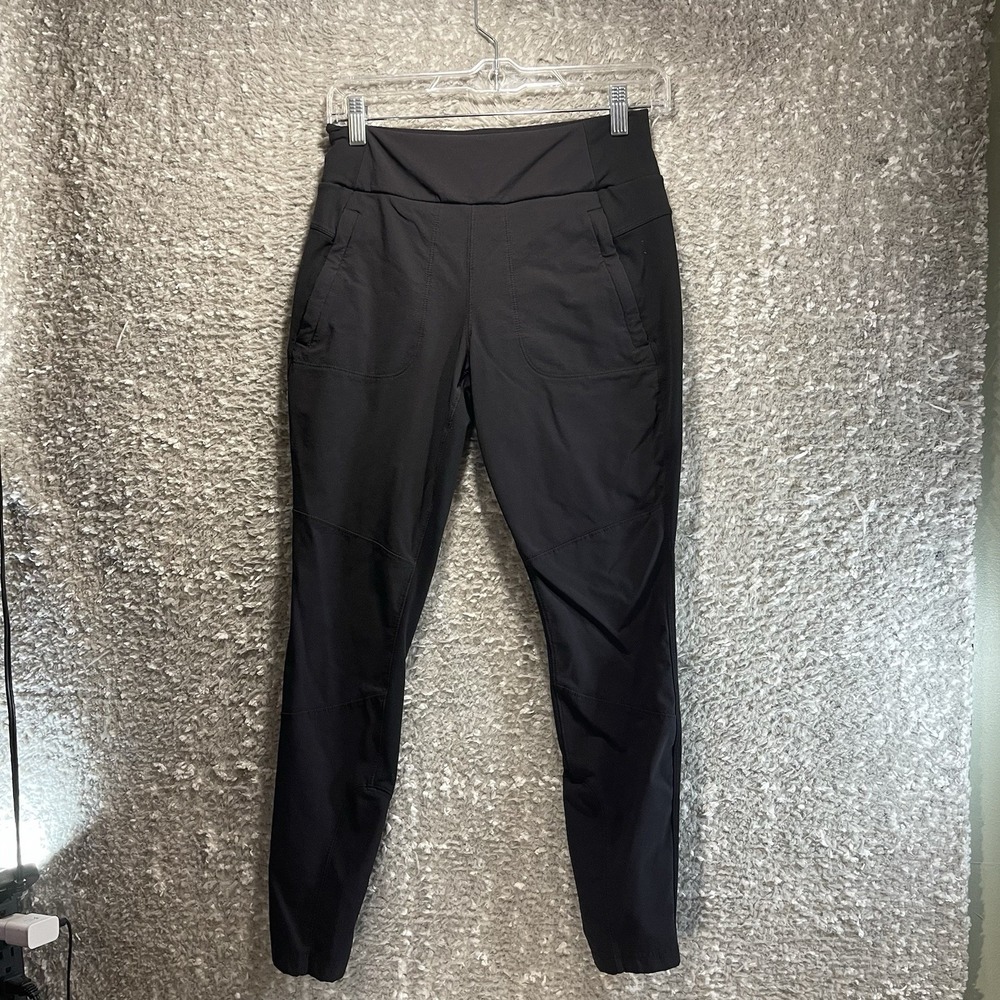 Athleta Venice Tapered Pants Zip Pockets Nylon 6P Black Preppy Cusual Sporty